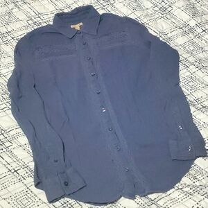 Lacey Ink Blue Button Down Collared Shirt